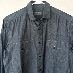 Indochino Western Indigo Button Down Long Sleeve Slim Medium Shirt